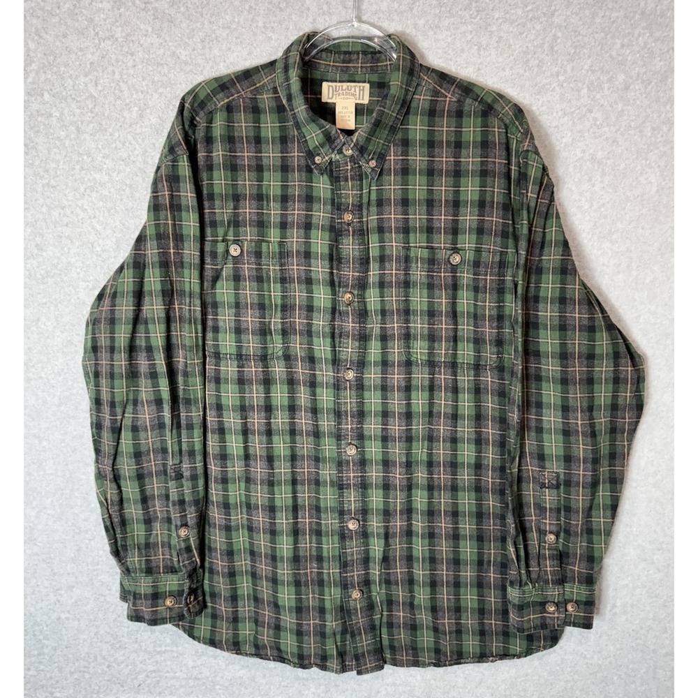 Duluth Trading Shirt Mens‎ 2XL Plaid Flannel Button Up Long Sleeve Workwear